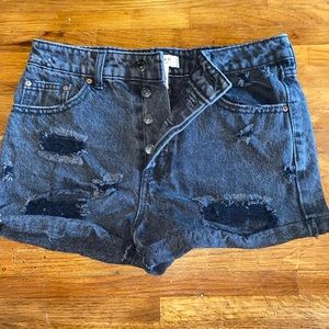 High waisted ripped black shorts